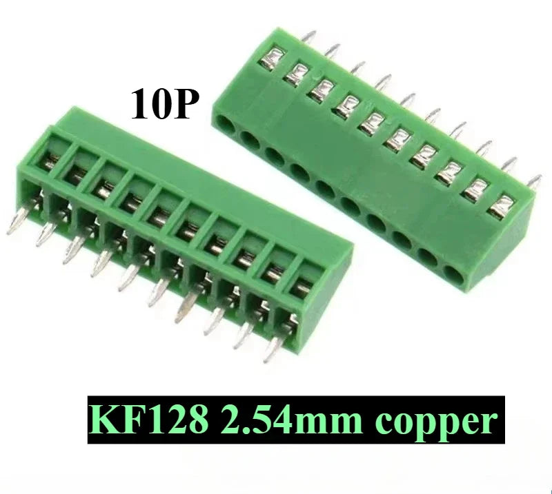 10pcs 2.54MM PCB Universal Screw Terminal Blocks Connector 2/3/4/5/6/7/8/9/10-12 Pin/Poles KF128 Straight Pin Copper