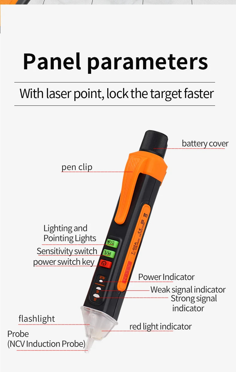Non-Contact Voltage Tester Pen Smart Voltage Detector Infrared Indicator 12-1000V Test Pencil Breakpoint Finder With Flashlight