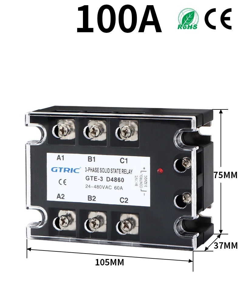 GTRIC Three-phase Solid State Relay DC Control AC AC Control AC 10A25A 40A 60A 80A 100A 120A 150A 200A 380V AC Solid State Relay