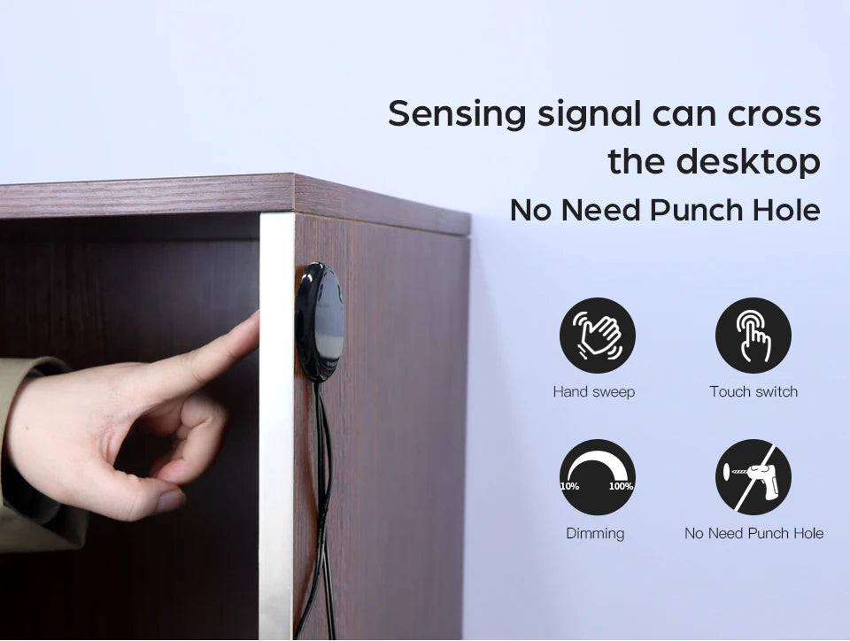 DC12V-24V Penetrable 25mm Wooden Panel Glass LED Light Touch Switch 60W Hidden Dimmer Sensor Switch For Closet Cabinet Lighting