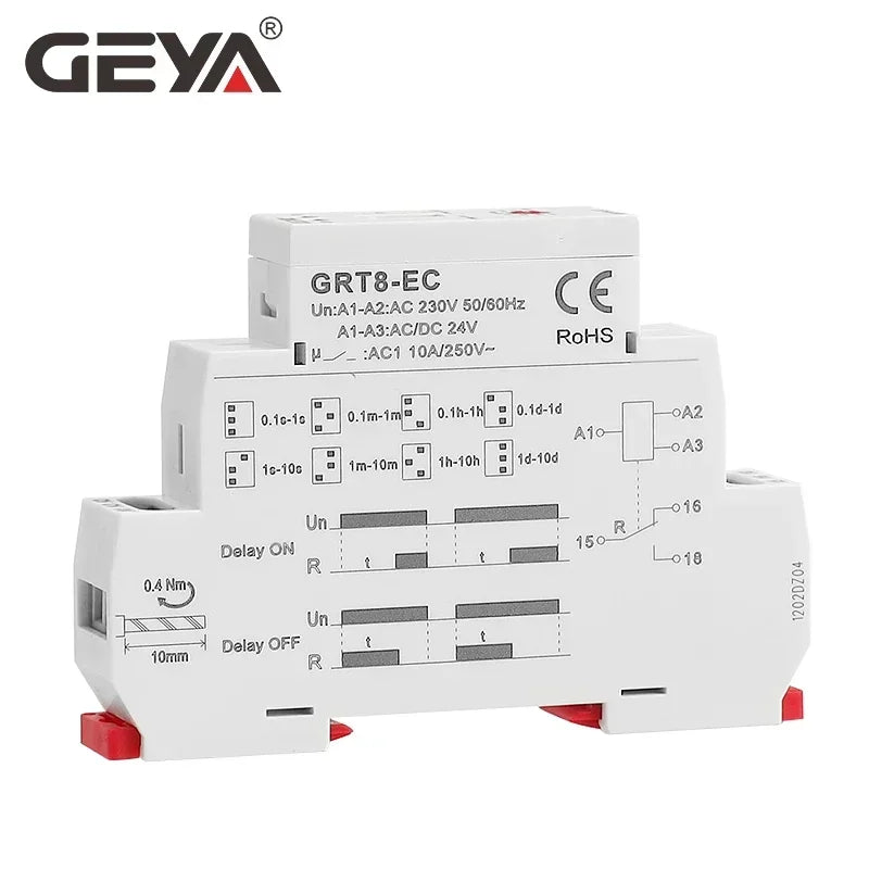 GEYA GRT8-EC  Delay ON Delay OFF Single Function Time Relay AC220V AC380-440V  Timer Relay 10A CE CB ROHS