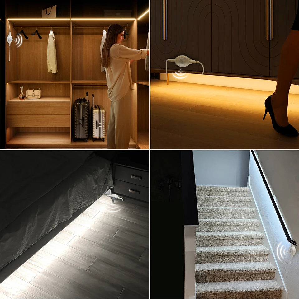 USB 5V LED Strip Light Waterproof SMD2835 With Sensitive PIR Motion Sensor Delay Time Adjustable For Kitchen Bedroom Corridor