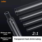 10 Meter/Lot Heat Shrink Tube 2:1 Clear Transparent Tubing Shrinkable Wrap 1mm - 60mm Cable Sleeve Wire