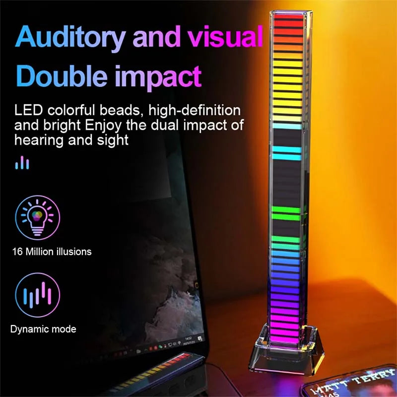 4D Upgrade Atmosphere RGBIC PickUp LED Bar Recharge 4-Side Shine Music Rhythm BLE App Control for PC Gaming Desktop Car Decor