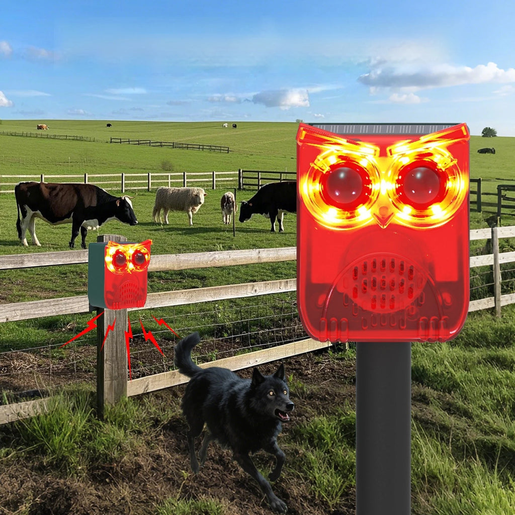 Solar Outdoor Motion Sensor Alarm Dog Barking&Gunshot Sound Home Security Alarm Animal Repeller Loud Noise Maker for Yard Garden
