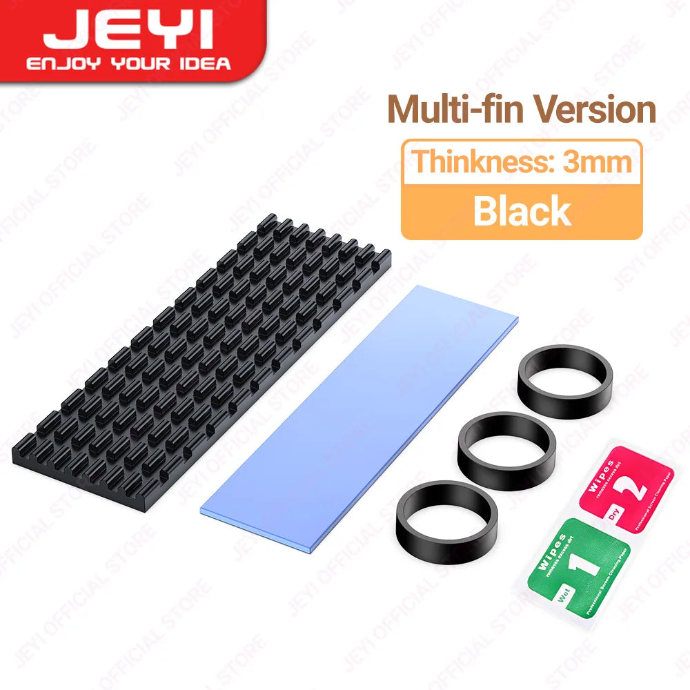JEYI M.2 2280 SSD Heatsink Aluminum Cooler Multi-version NVMe Radiator with Thermal Pad,Dust Paper for PS5/PC/Laptop