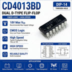 (10 pcs) CD4013BE DIP-14/CD4013BM SOP-14 CD4013 Dual D-Type Flip-Flop 3V-18V
