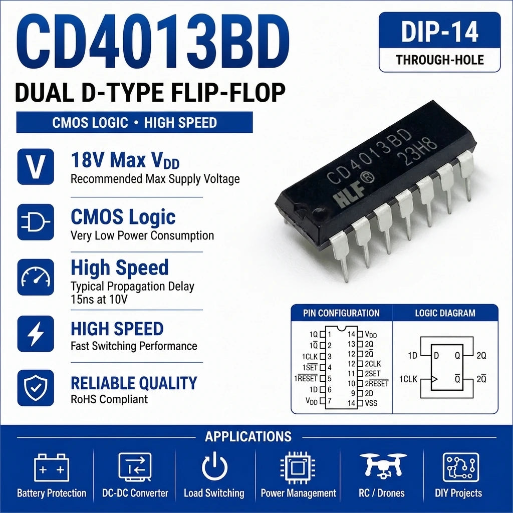 (10 pcs) CD4013BE DIP-14/CD4013BM SOP-14 CD4013 Dual D-Type Flip-Flop 3V-18V