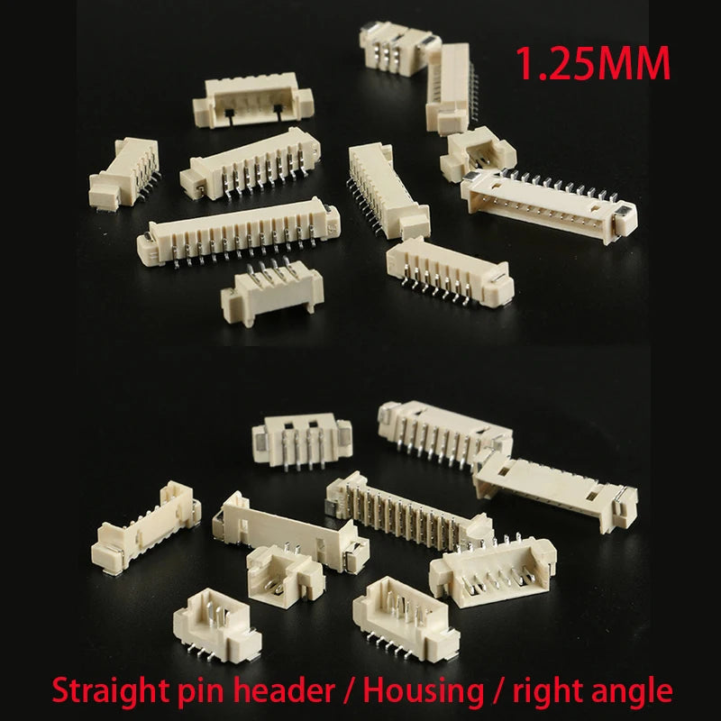 10pcs/50PCS MICRO JST 1.25 Connector 1.25mm Pitch SMD Horizontal Vertica Straight Socket Pin Header 2/3/4/5/6/7/8/9/10/11/12P