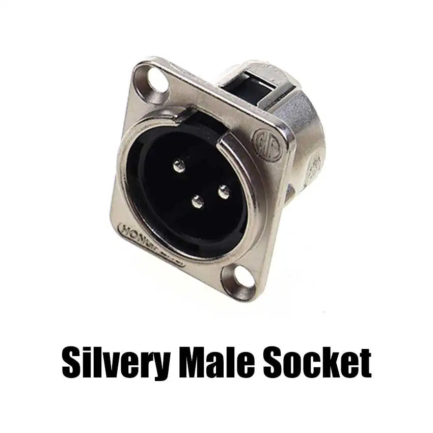 1pcs XLR 3Ppin Male Female Socket Plug Microphone Audio Cable Connector 3P Black Silver Copper Contact XLR Metal Plug Panel