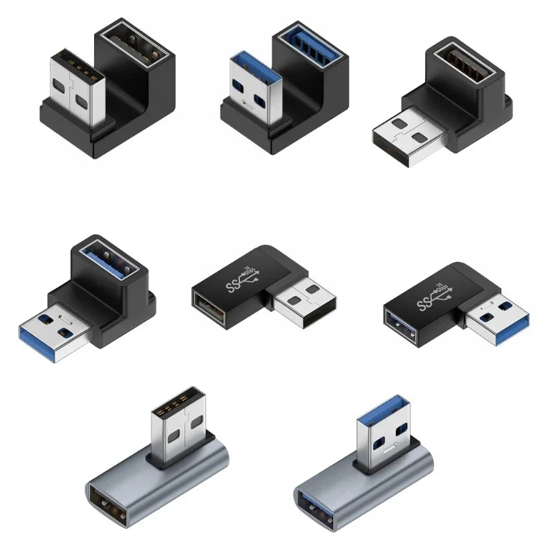 USB 3.0 Male to Female 90 Degree Right Angle Extension Adapter USB Upward Elbow Adapter 10Gbps for Laptop PC Connector Converte