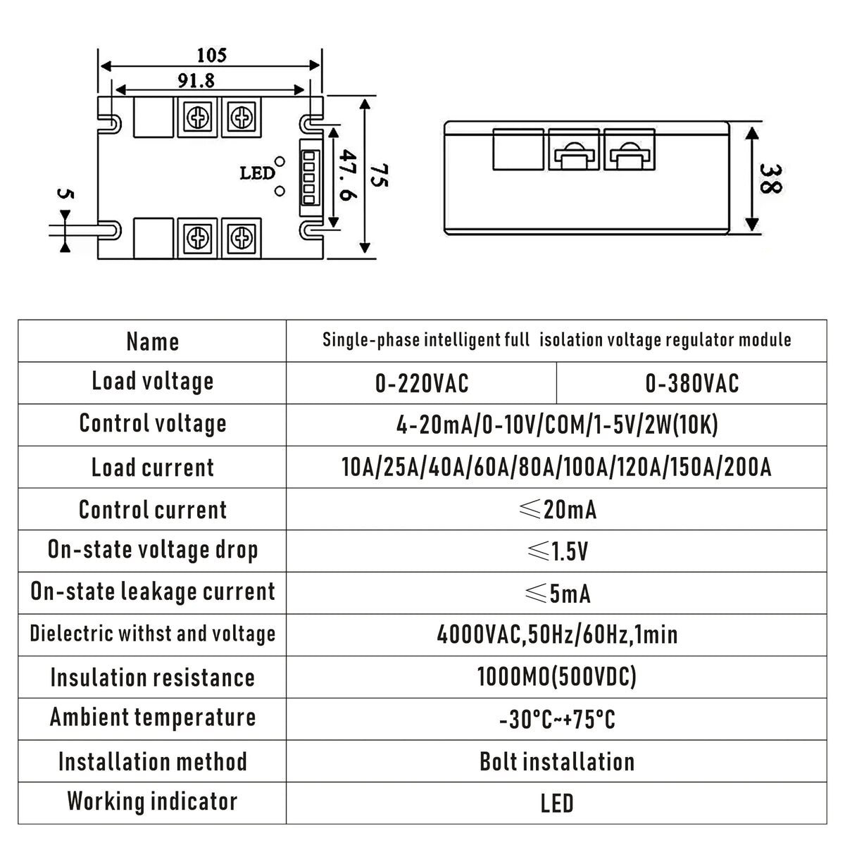 Voltage Regulator Relay Voltage Stabilizer Module Power Barrier Controller Enhanced Single Phase AC 10A-200A DTY