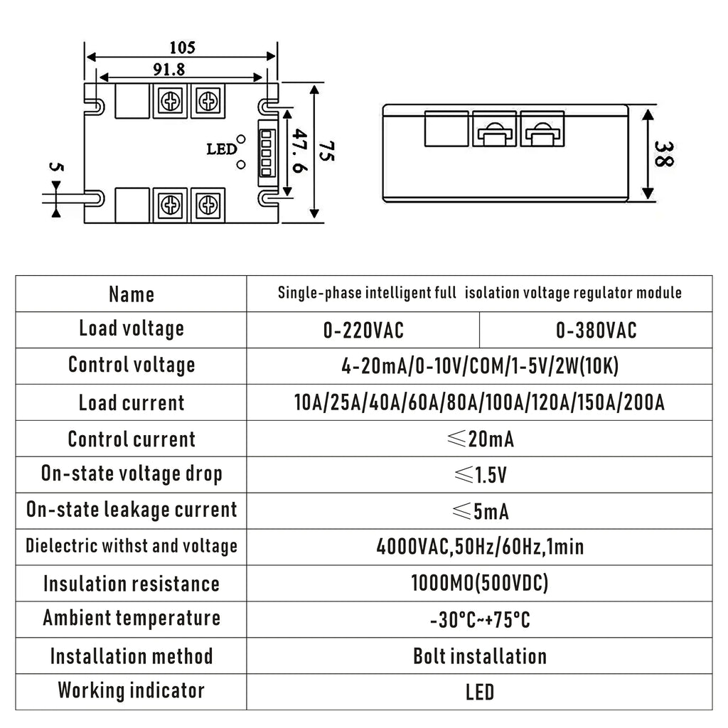 Voltage Regulator Relay Voltage Stabilizer Module Power Barrier Controller Enhanced Single Phase AC 10A-200A DTY