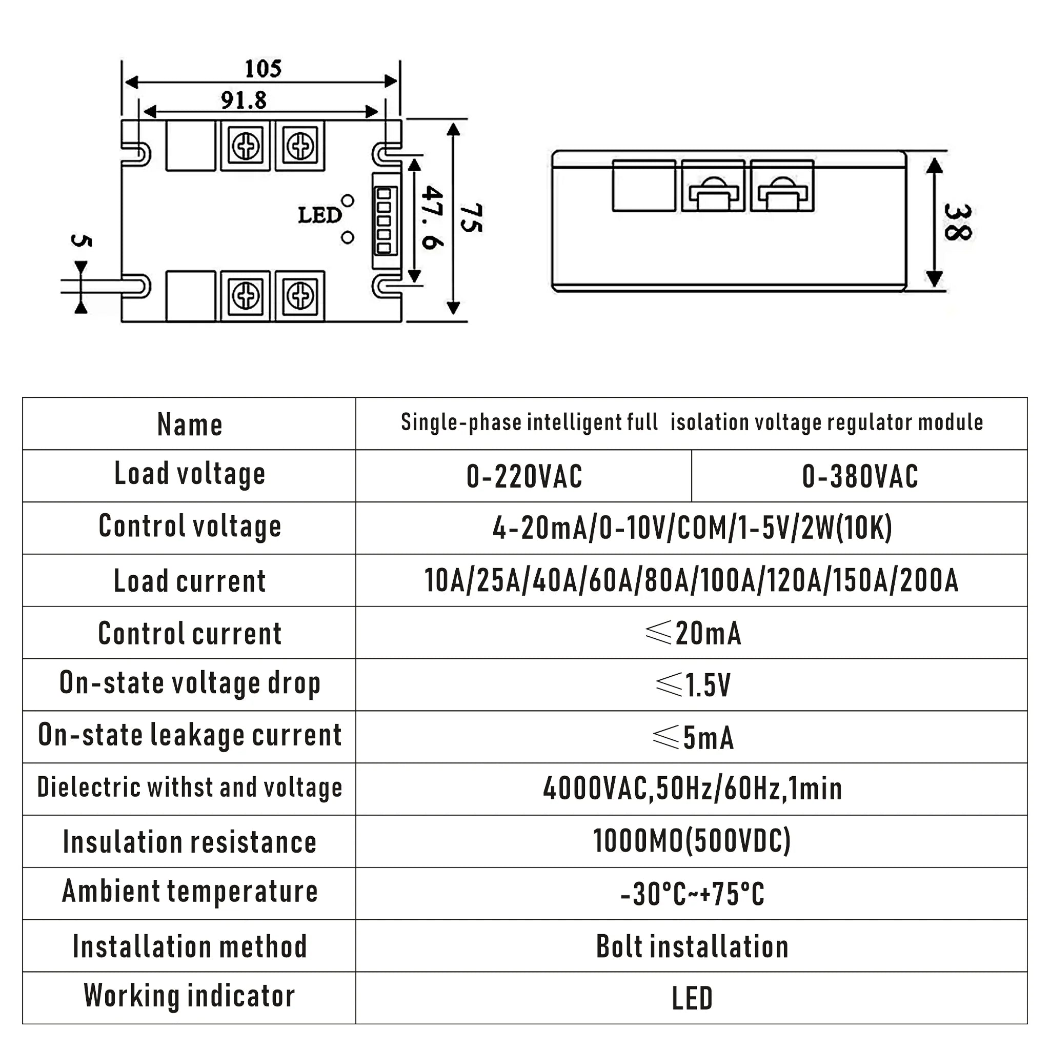 Voltage Regulator Relay Voltage Stabilizer Module Power Barrier Controller Enhanced Single Phase AC 10A-200A DTY