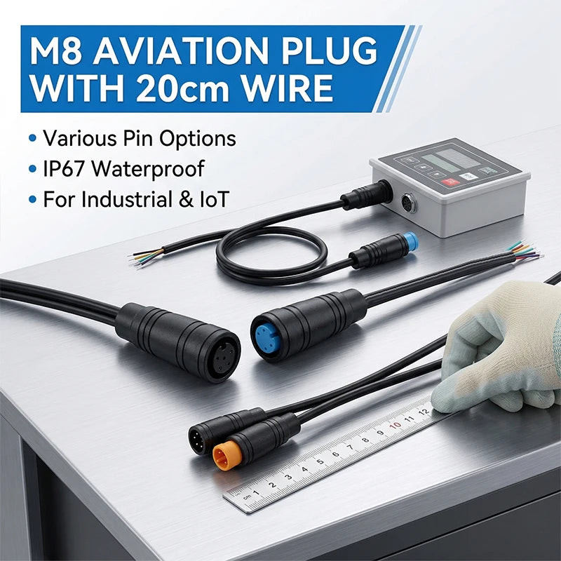 5 Set M6 M8 2 3 4 5 6 Pin Julet Electric Butt Plug Connector Wiring Line Scooter Brake Cable Pluger Signal Sensor 20CM