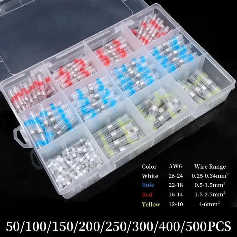 50/100/300/500 Pcs Heat Shrink Wire Connector Solder Seal Splice Tube SST 3:1 Waterproof Butt Crimp Terminals