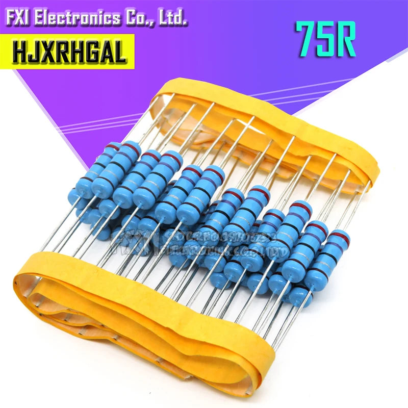 20pcs 2W 75 ohm 2W 75R Metal film resistor 2W resistance