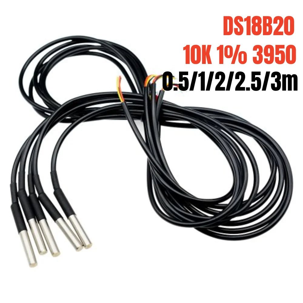 Thermistor Waterproof Temperature Controller Sensor Probe W1209 STC-1000 W3001 Thermostat 0.5m/1m/2m/3m DS18B20 NTC 10K 1% 3950
