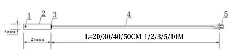TZW 20CM 30CM 40CM 50CM 1M 2M 3M 5M 10M NTC Thermistor Temperature Sensor Waterproof Probe Wire 10K 1% 3950 W1209 W1401 Cable
