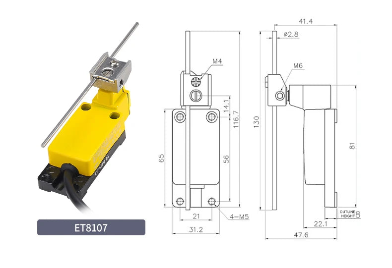 ENMG ET8108-CF IP67 Waterproof Travel Limit Switch Mechanical Position Switch Roller Lever for Industrial Equipment Farm Manure