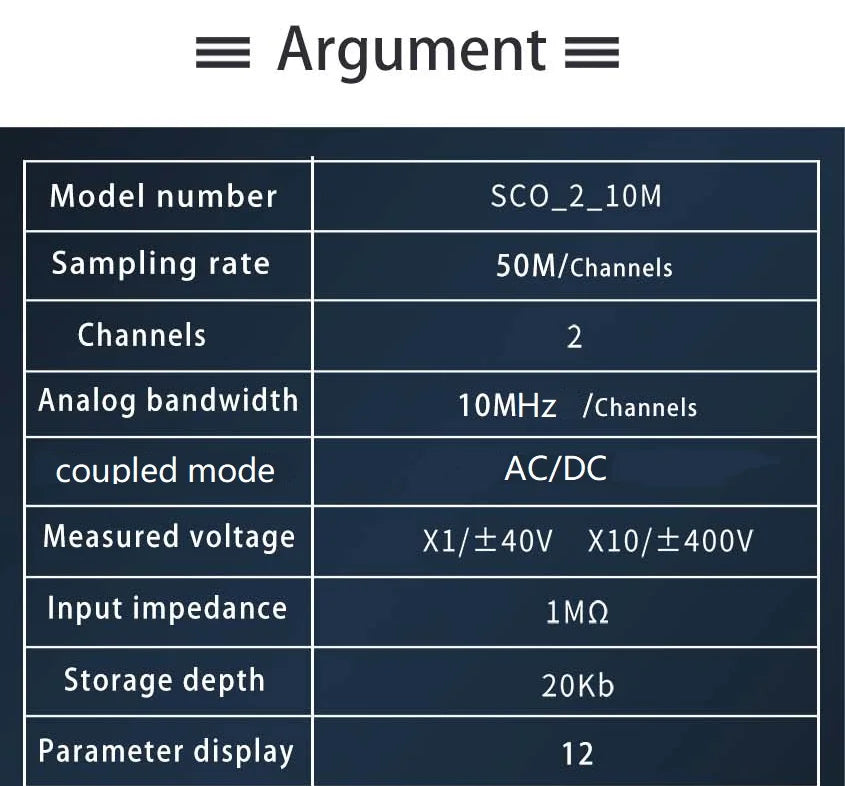 50M SCO2 Dual-Channel Digital Oscilloscope 10MHz Sampling Rate 2.5 KSA/s Analog Bandwidth Automatic PWM Electronic Repair Tool