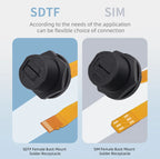 Waterproof Connector SIM Card Threaded Back Mounted Female Solder Socket With 20cm FPC Cable