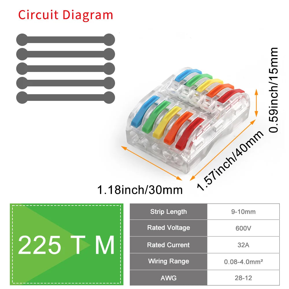 10/50Pcs Mini Fast Wiring Cable Connectors Lever 28-12 AWG Universal Lever Wire Nut Electrical Connectors Push-in Home Terminal