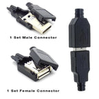 10pcs Type A USB interface (Male/Female), equipped with a black plastic cover, used for computer peripherals and port adapters.