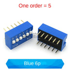 5PCS Dial Switches Toggle Side Dial Flat Dial Coding Patch 2P 4 5 6 8 9 10 Bit 2.54mm Red Blue Black