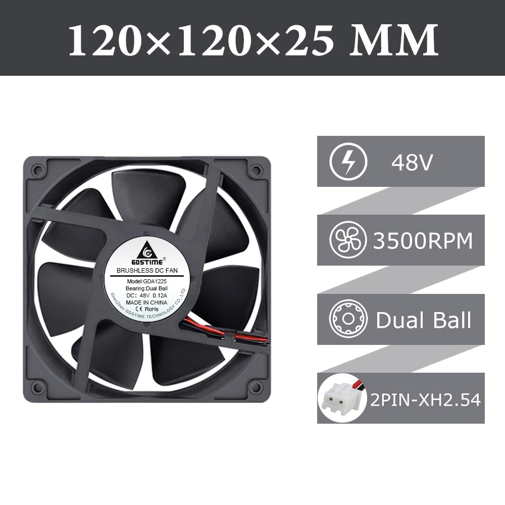 Gdstime 120mm USB PC Fan 5V 12V 24V 48V 12cm DC Brushless Cooling Fan 12025 2PIN 3PIN 4PIN Ball Computer Case Fan Waterproof Fan