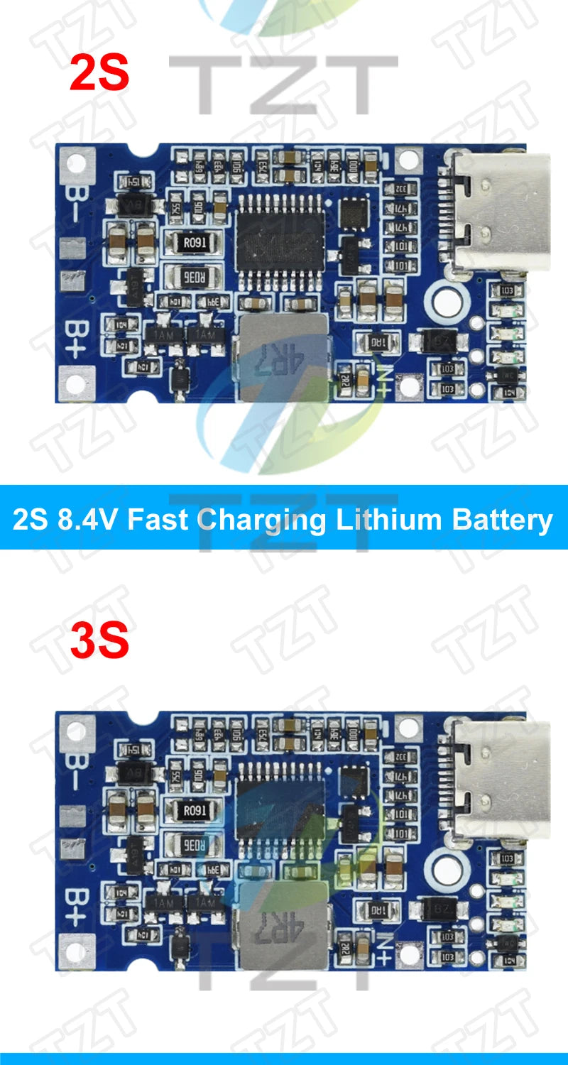 Type-C USB 2S 3S 4S BMS 4.5V-15V 18W 2A Lithium Battery Charging Module Support QC Fast Charge With Temperature Protection