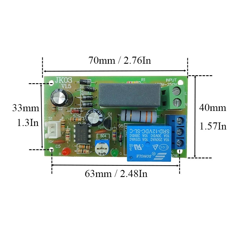AC 110V 220V 230V 240V Time Delay Relay Module Triggle Delay Control Switch Adjustatle 5S 60S 300S Delay Timer Close Switch