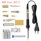 7 in 1 Wood Embossing Burning Carving Pyrography Pen Kit 60W / 80W Adjustable Temperature Soldering Iron Hand Operated Tools Set