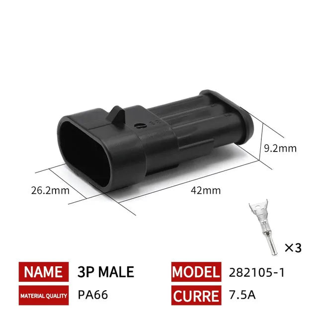 20/50/100Sets 1.5 Series AMP Automobile Connectors 1/2/3/4/5/6 Pin Super Seal Waterproof  Electrical Wire Connector PA66 Nylon