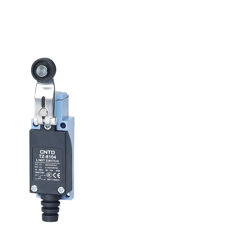 Limit Switch, CNTD TZ‑8104 metal plastic housing 1NO1NC contact, 10A 250VAC IP65 adjustable roller lever, travel sensor for CNC