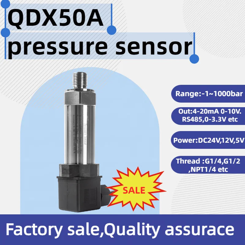 Factory Sale QDX50A 4-20mA RS485 Output SS304 Air Oil Water Pressure Sensor Transmitter 0-10V Fuel Pressure Transducer