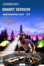 Mini Rechargeable Sensor Headlamp with Powerful COB LED USB Head Flashlight for Fishing Camping - Front Lantern Torch Headlights