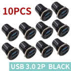 10PCS Panel Openings, 24 Metal Circular D-Shaped USB 2.0 3.0 Single Port Double Port Female Socket Waterproof Joint