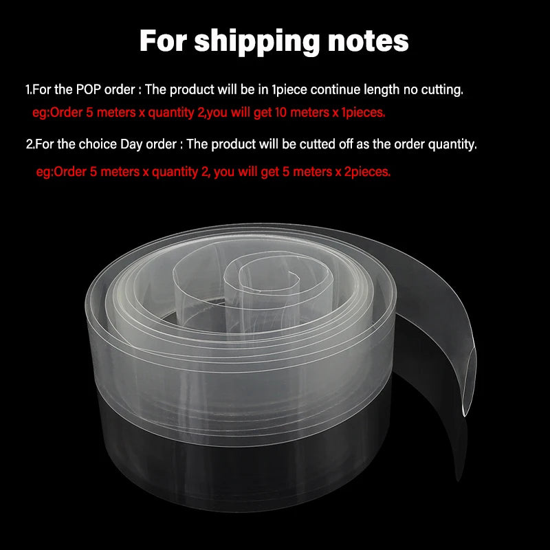 160mm~500mm Transparent PVC Heat Shrink Tube 18650 Battery Pack 1M~10M Insulated Protection Film Wrap Lithium Case Cable Sleeve