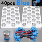 40pcs 22mm Push Button Switch Latching Momentary Metal PC Power LED Light On Off with Wire Waterproof 12v 3v 5v 6v 24v 220v Red