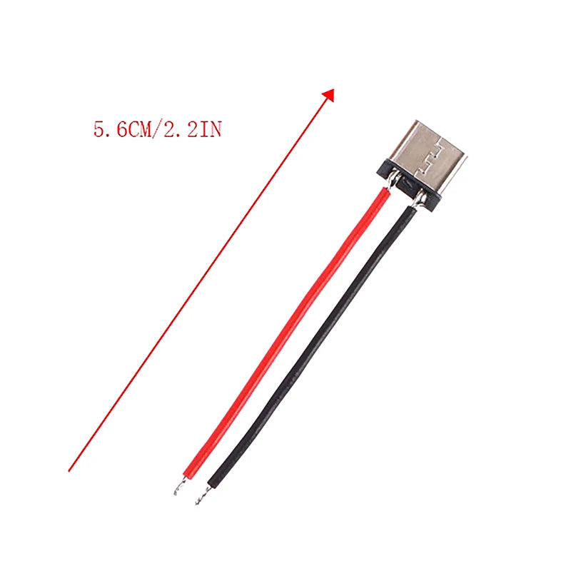 10Pcs Micro USB Type-C 2Pin Horizontal 2P Simple Soldered Female Plug-in Board Quick Charging Connector