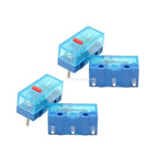 4Pcs New HUANO Blue Transparent  Mouse Micro Switch Button Pink Red Yellow Blue Green Dot Button Switch 3Pin 0.74N