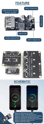 6-32V 9V 12V 24V to 5V 3A Fast Charging Module USB QC3.0 QC2.0 DC-DC Buck Converter Step-Down Quick Charger Circuit Board