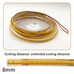 DC 12V/24V 8MM COB LED Strip Free Cut Cuttable 400LEDs/M 528LEDs/M High Density Flexible Tape Home Decoration Lighting 0.5M-10M