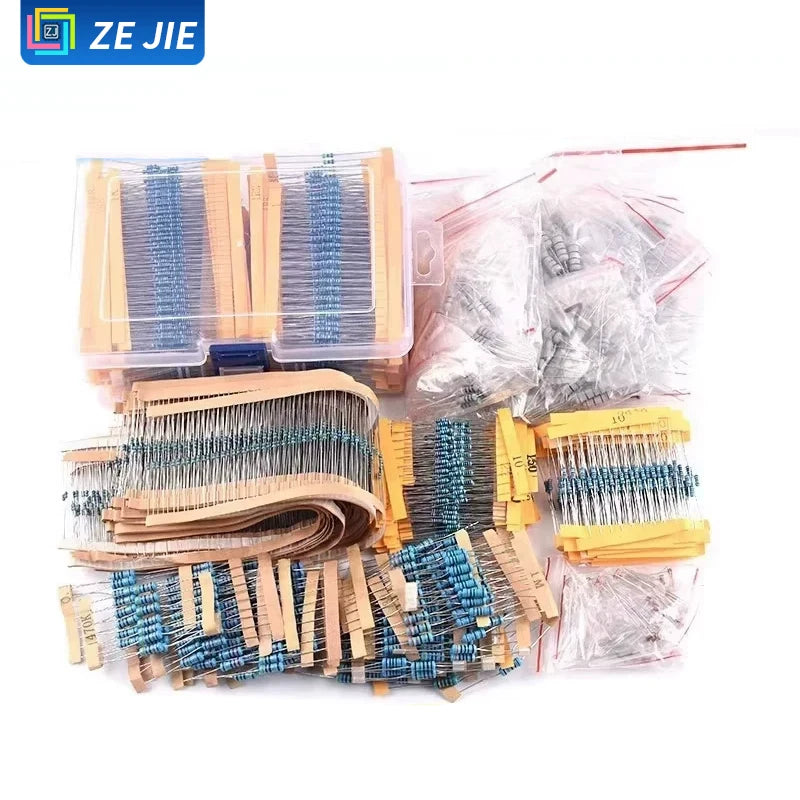 1/4W Metal Film Resistor Assortment Kit, 1/2W 1W 2W 3W 5W Through Hole Electronic Components Pack, 30/41/130 Kinds 1% Tolerance