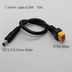 1PC XT60 To DC5.5*2.1/2.5mm Power Adapter Cable1.5mm² Cabe 30CM 15A Connector For Solar Charger Battery Charging Adapter Wiring