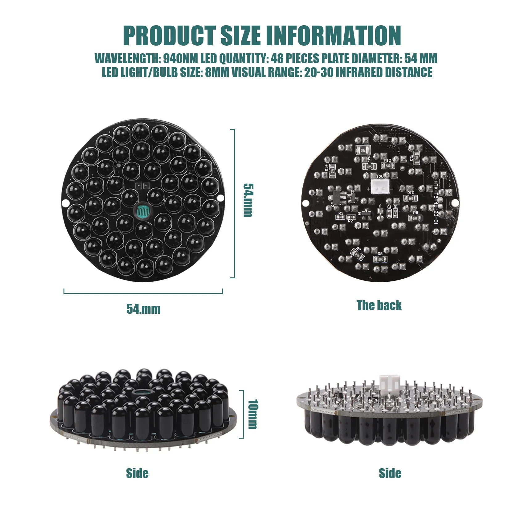 [NEW A09R!】 IR Infrared LED Board 940Nm 48Pcs IR Leds Invisible At Night No Exposure Light Board For IR Illuminator CCTV Accesso