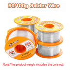 50/100g 0.5mm-2mm No-clean Rosin Core Solder Tin Wire Reel 63/37 CF-10 With 2% Flux And Low Melting Point For Electric DIY Weld