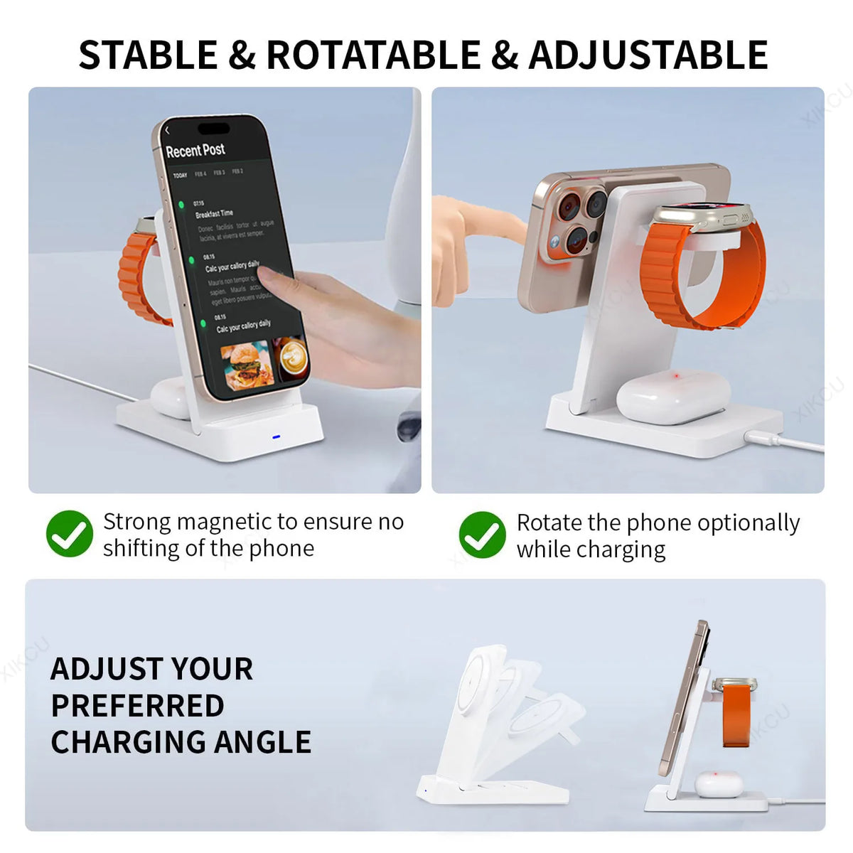 Magnetic Fast Wireless Charger Station For Magsafe iPhone 16 15 14 13 12 Pro Max Desktop Foldable Smartphone Charging Stand Dock