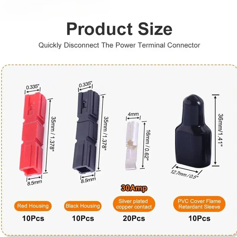 Electric Equipments15A/30A/45A Amp Plug 600V for Anderson Powerpole Connector with Rubber Dust Cover Sleeves Terminal Waterproof